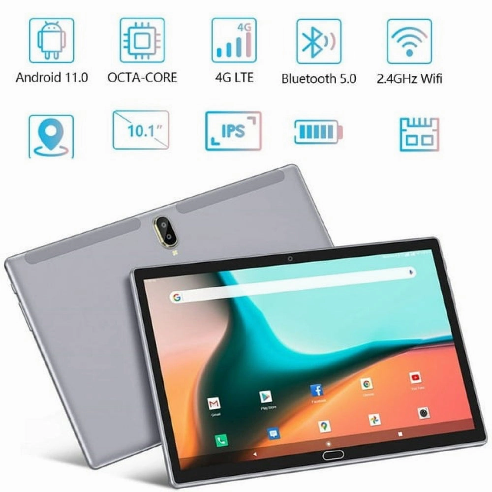 MEIZE K118A 10" Android 11.0 1.6GHz SC9863A Octa-Core 64GB   4GB Dual SIM Tablet 4G Cellular 1080P HD Tablet (Gray)