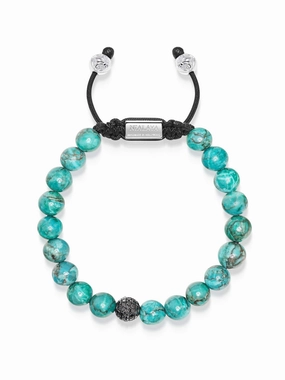Men's Black Diamond Beaded Bracelet with Turquoise