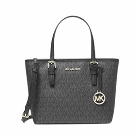 Michael Kors 35T9GTVT0B-001 XS Carry All Jet Set Travel Womens Tote (Black Sig/Gold)