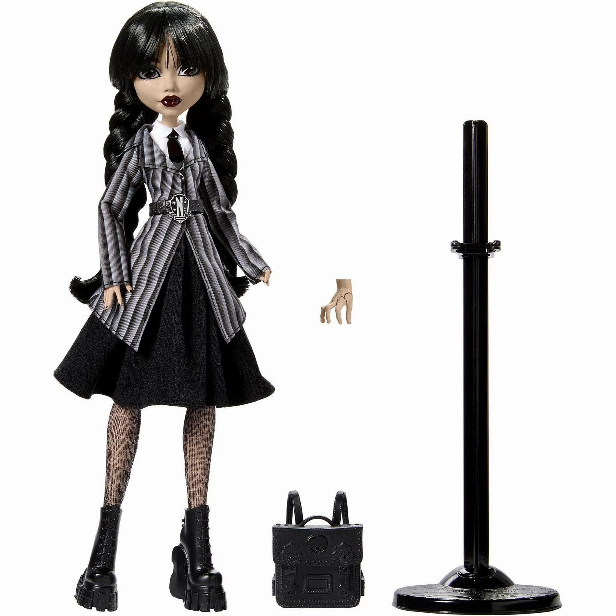 Monster High Wednesday Collectible Doll, Wednesday Addams in Nevermore Academy Uniform With Thing