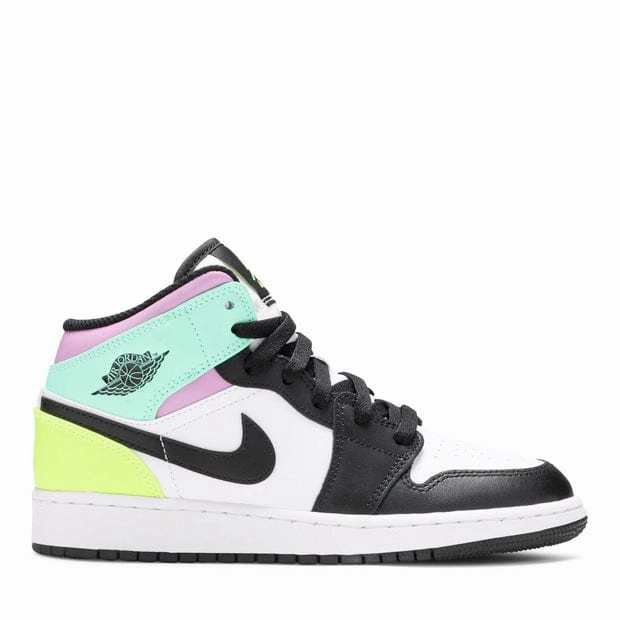 NIKE AIR JORDAN 1 MID GS PASTEL BLACK TOE -