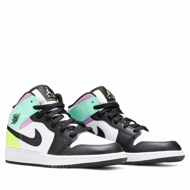 NIKE AIR JORDAN 1 MID GS PASTEL BLACK TOE -