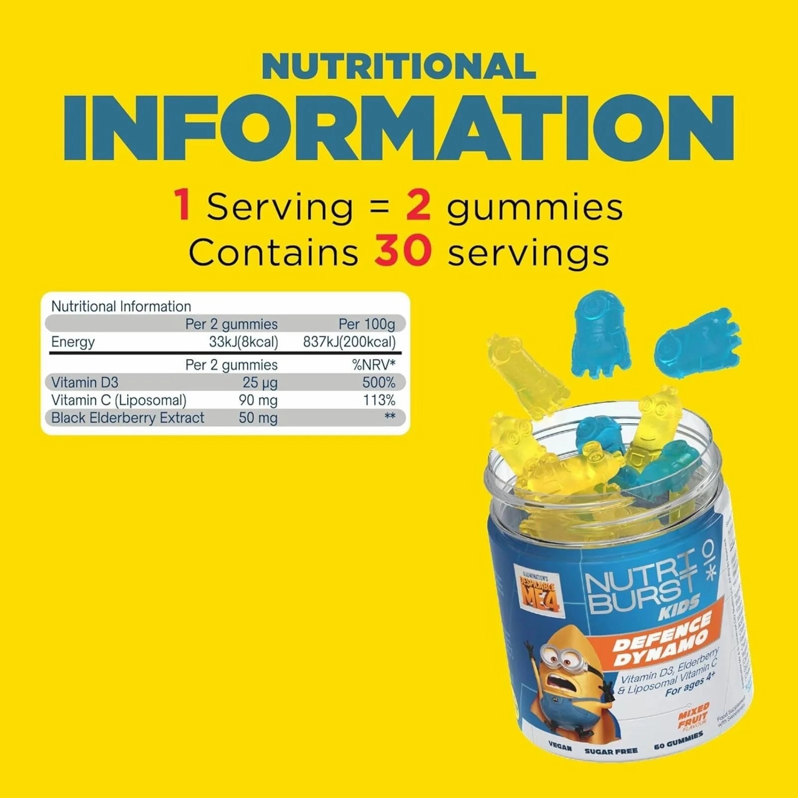 Nutriburst Minions Defence Dynamo Vitamins 4  years 60 pcs