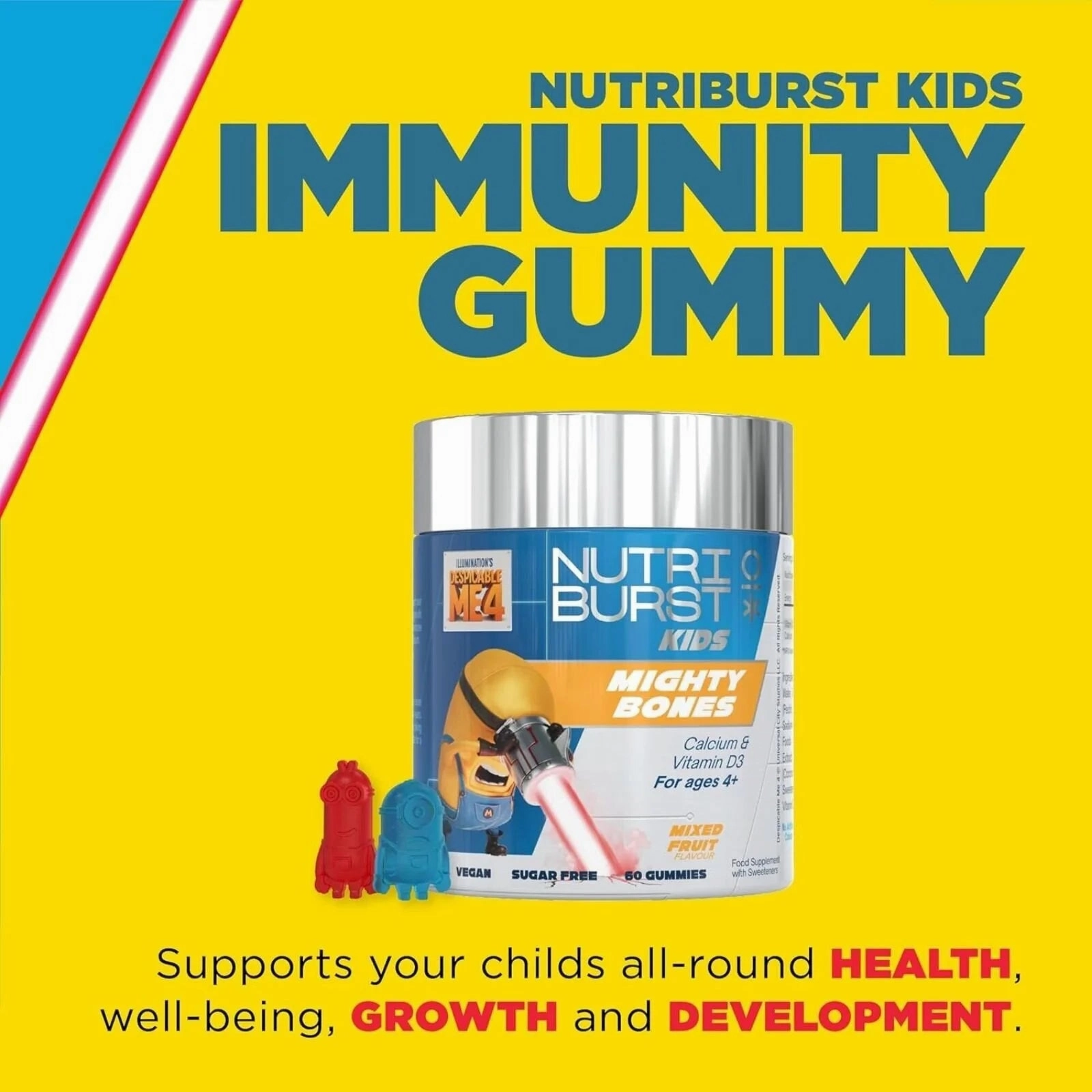 Nutriburst Minions Mighty Bones Vitamins 4  years 60 pcs