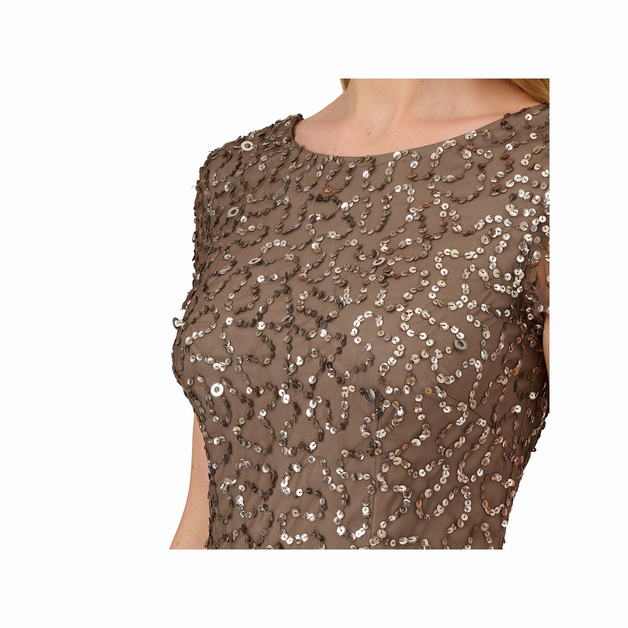Papell Boutique Short Sleeve Beaded Evening Gown - LEAD 6