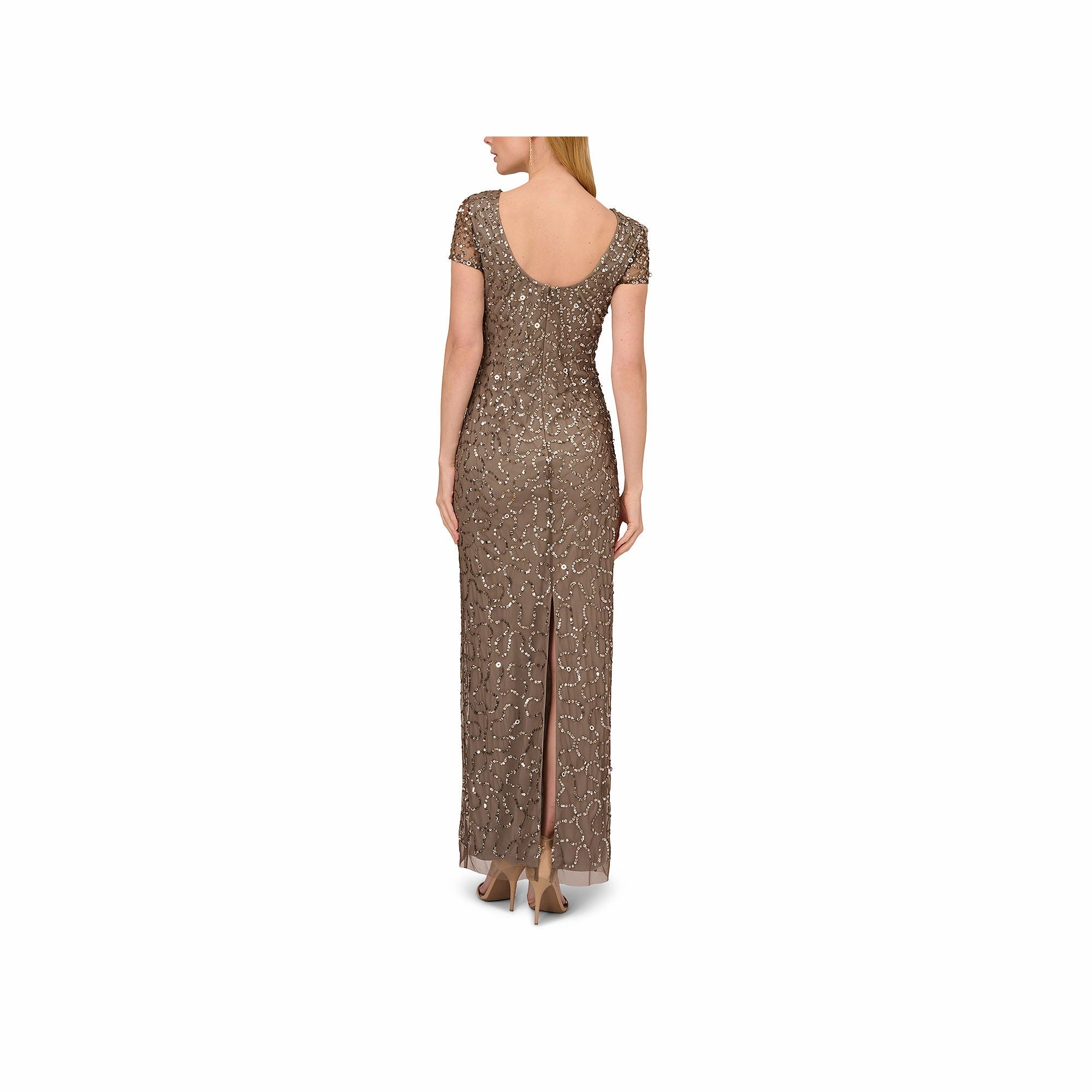 Papell Boutique Short Sleeve Beaded Evening Gown - LEAD 6
