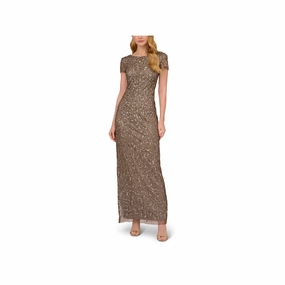 Papell Boutique Short Sleeve Beaded Evening Gown - LEAD 6