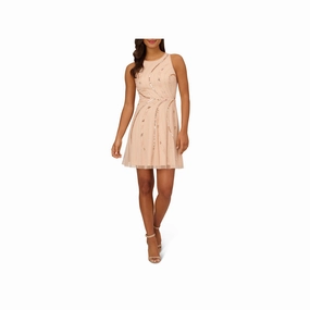 Papell Boutique Sleeveless Beaded Embellished Fit   Flare Dress - CHAMPAGNE SAND 14