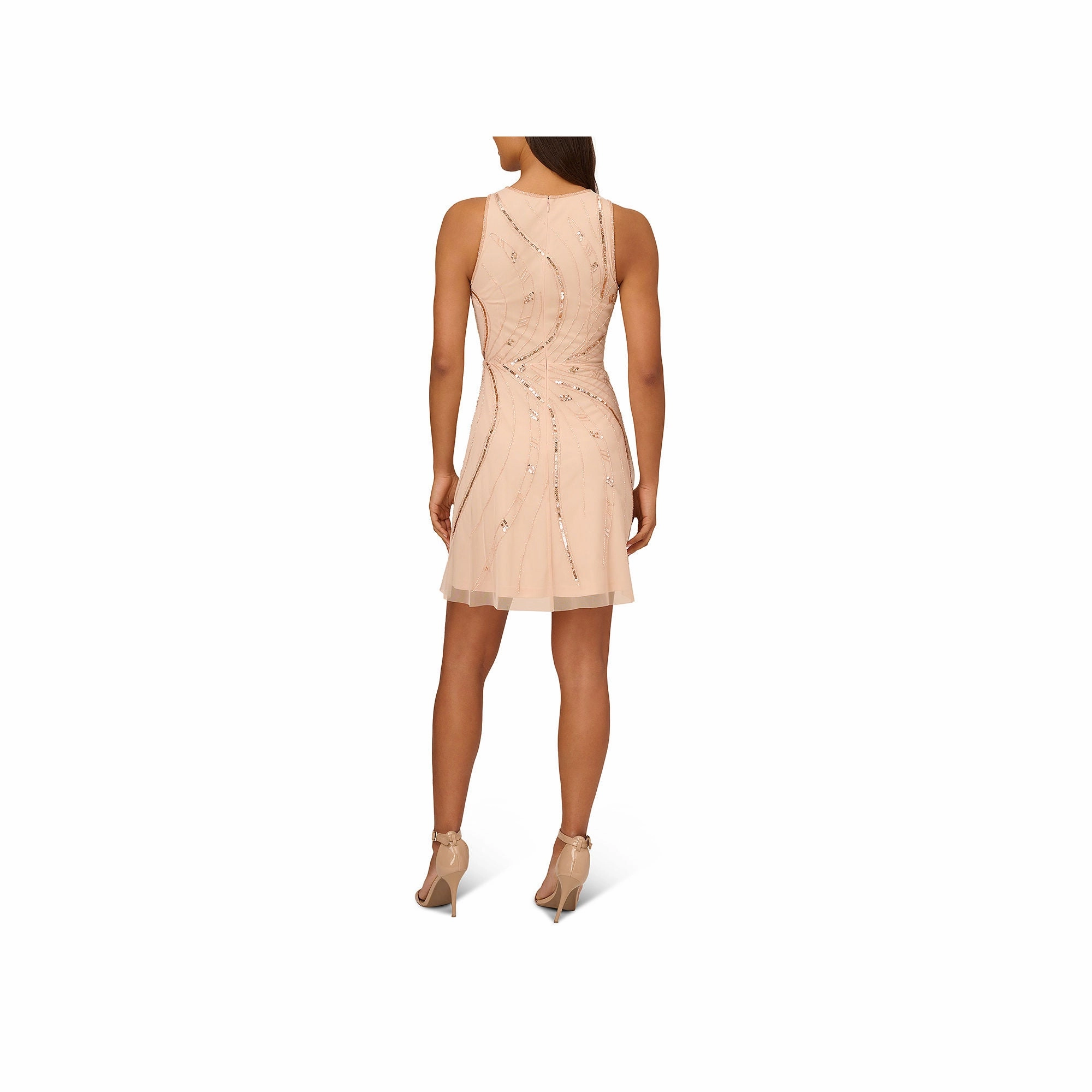 Papell Boutique Sleeveless Beaded Embellished Fit   Flare Dress - CHAMPAGNE SAND 14