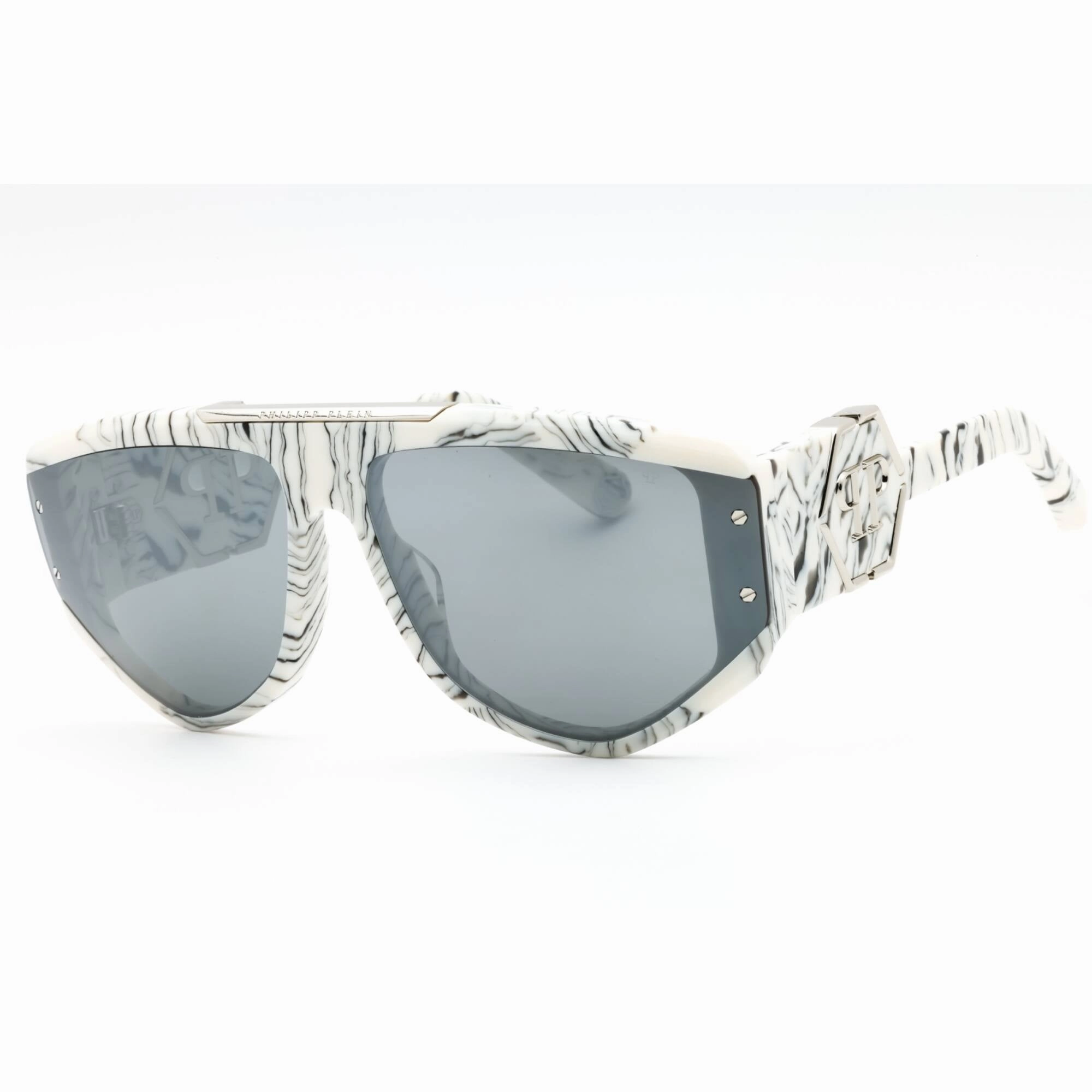 Philipp Plein Men's Sunglasses - Marmorized Ivory Full Rim Navigator | SPP093M 9YLX