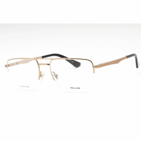 Police Men's Eyeglasses - Bronze Brown Metal Rectangular Half Rim Frame | VPLG71 08FE