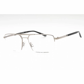 Porsche Men's Eyeglasses - Palladium Silver Metal Rectangular Half Rim Frame | P8398 B