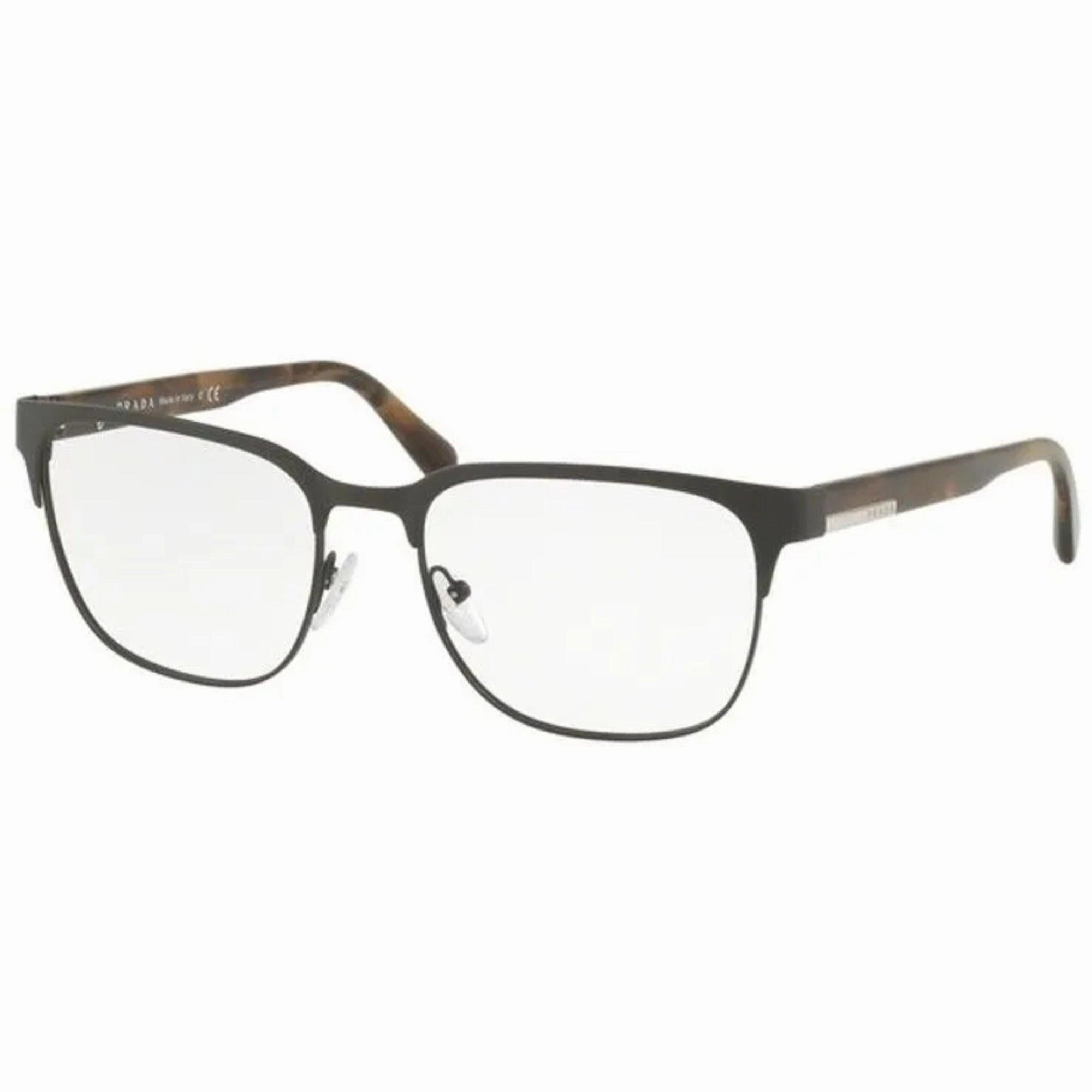 Prada Men's Eyeglasses - Matt Brown Metal Square Frame | PRADA 0PR 57UV ROU1O156