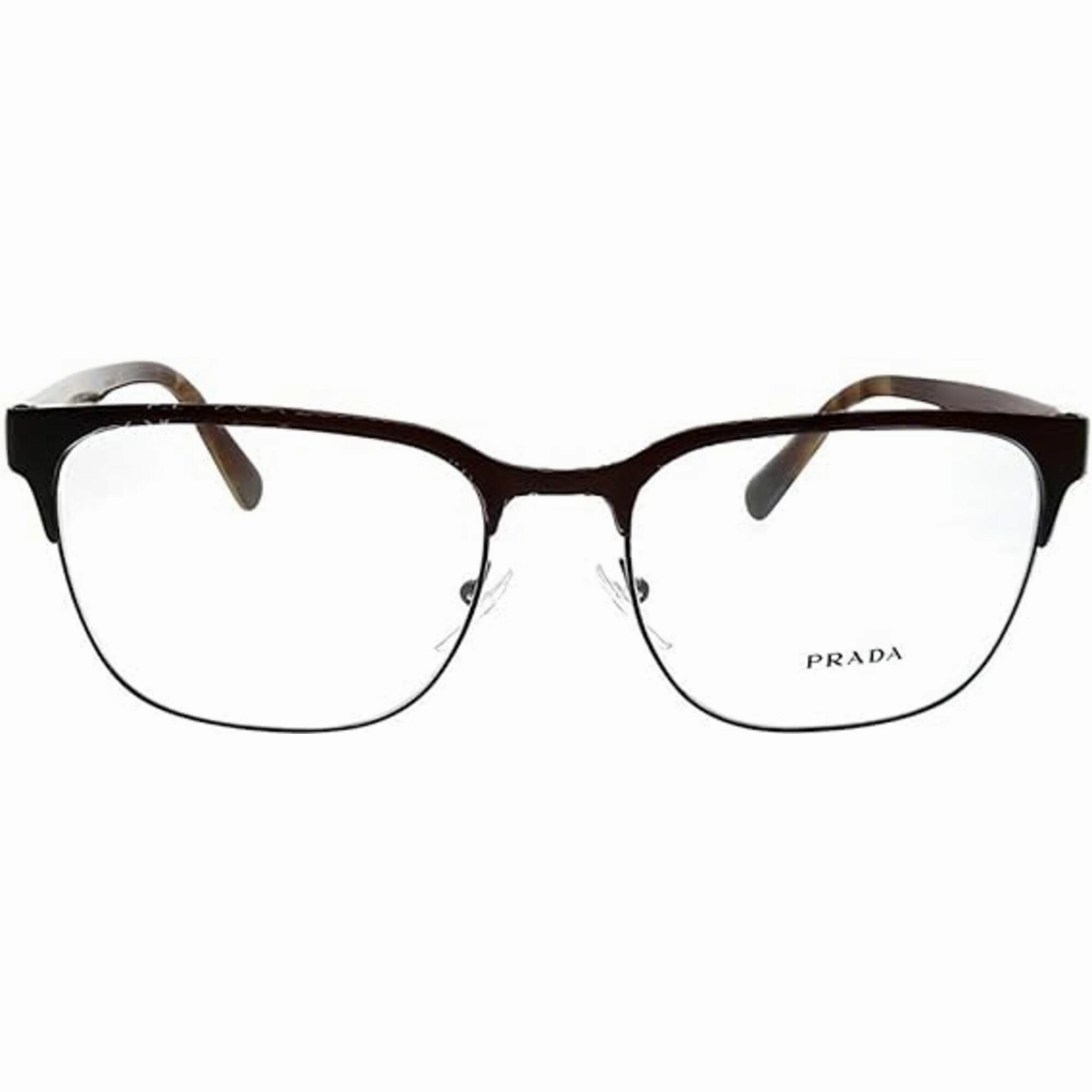 Prada Men's Eyeglasses - Matt Brown Metal Square Frame | PRADA 0PR 57UV ROU1O156