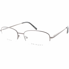 Primary Men's Eyeglasses - Demo Lens Metal Oval Shape Half Rim Frame | Pt102 Gunmetal