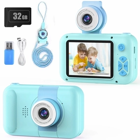 Purulu Kids 3MP HD Digital Camera With 32GB SD Card, Blue
