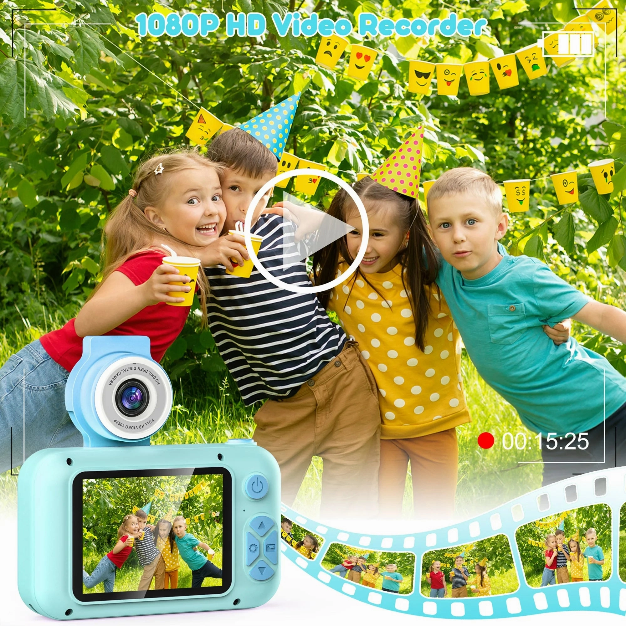 Purulu Kids 3MP HD Digital Camera With 32GB SD Card, Blue