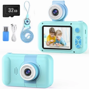 Purulu Kids 3MP HD Digital Camera With 32GB SD Card, Blue