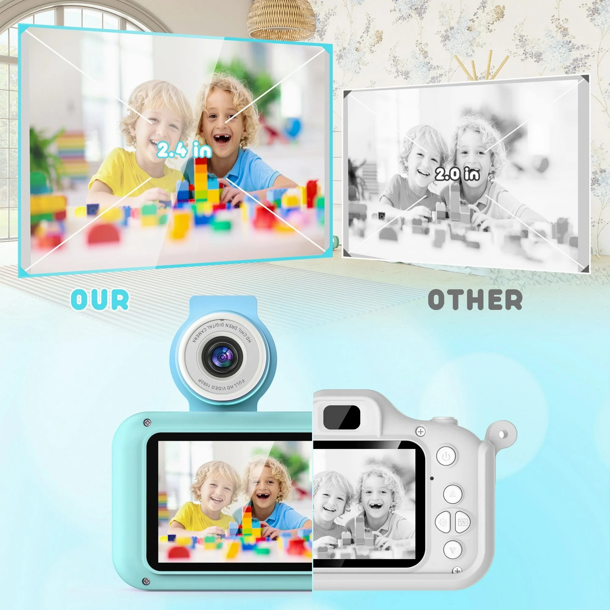 Purulu Kids 3MP HD Digital Camera With 32GB SD Card, Blue