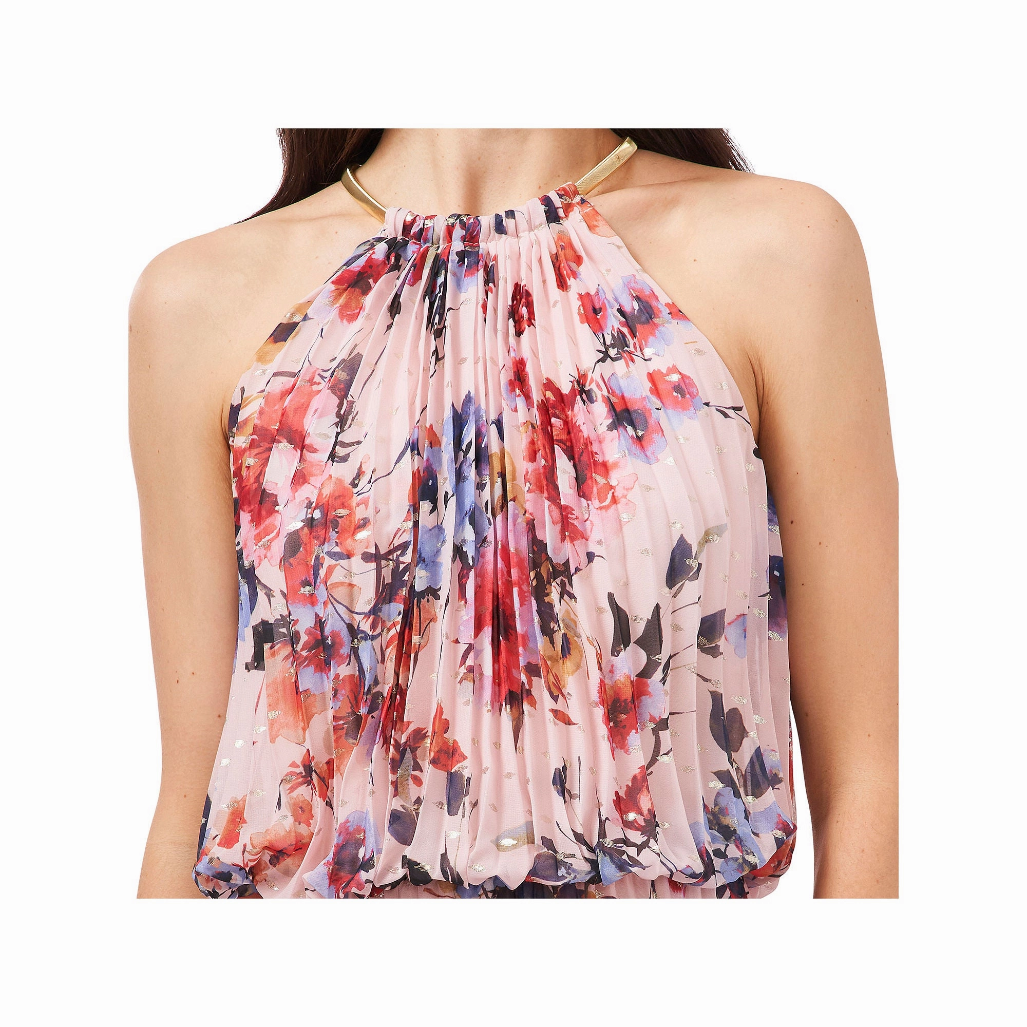 Sam And Jess Floral Sleeveless Evening Gown - BLUSH CORAL 6