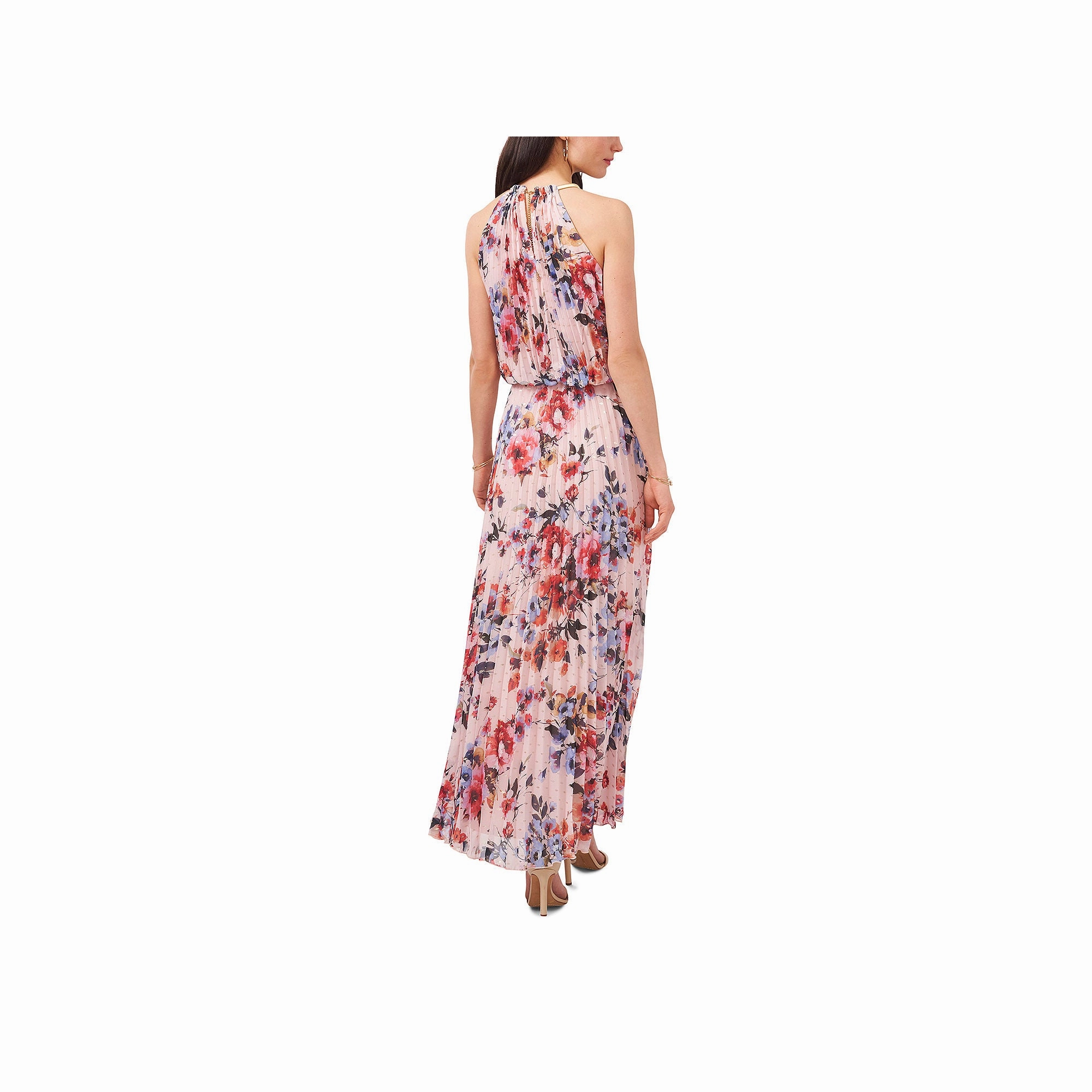 Sam And Jess Floral Sleeveless Evening Gown - BLUSH CORAL 6