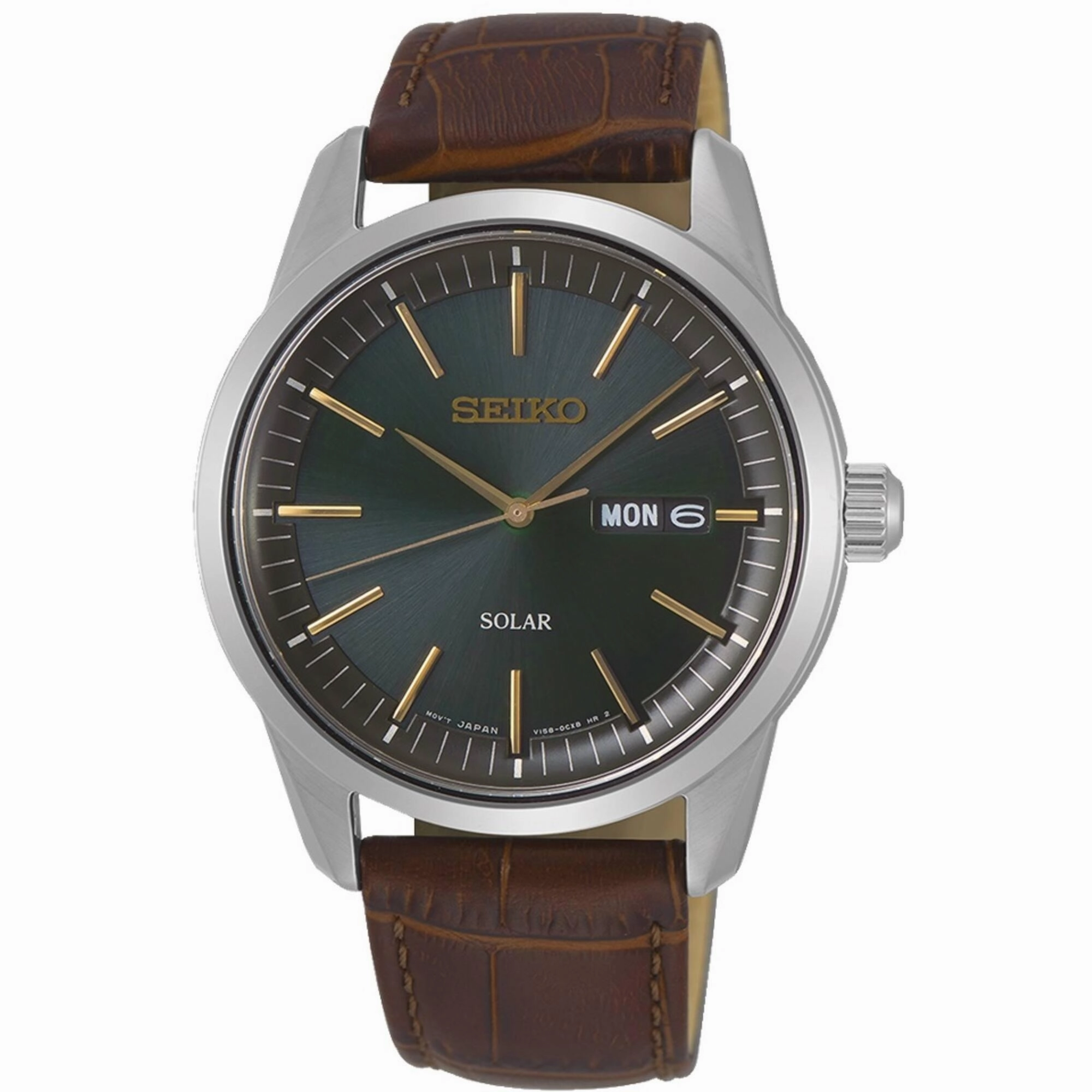 Seiko Men's Watch - Conceptual Dark Green Dial Brown Genuine Leather Strap | SNE529