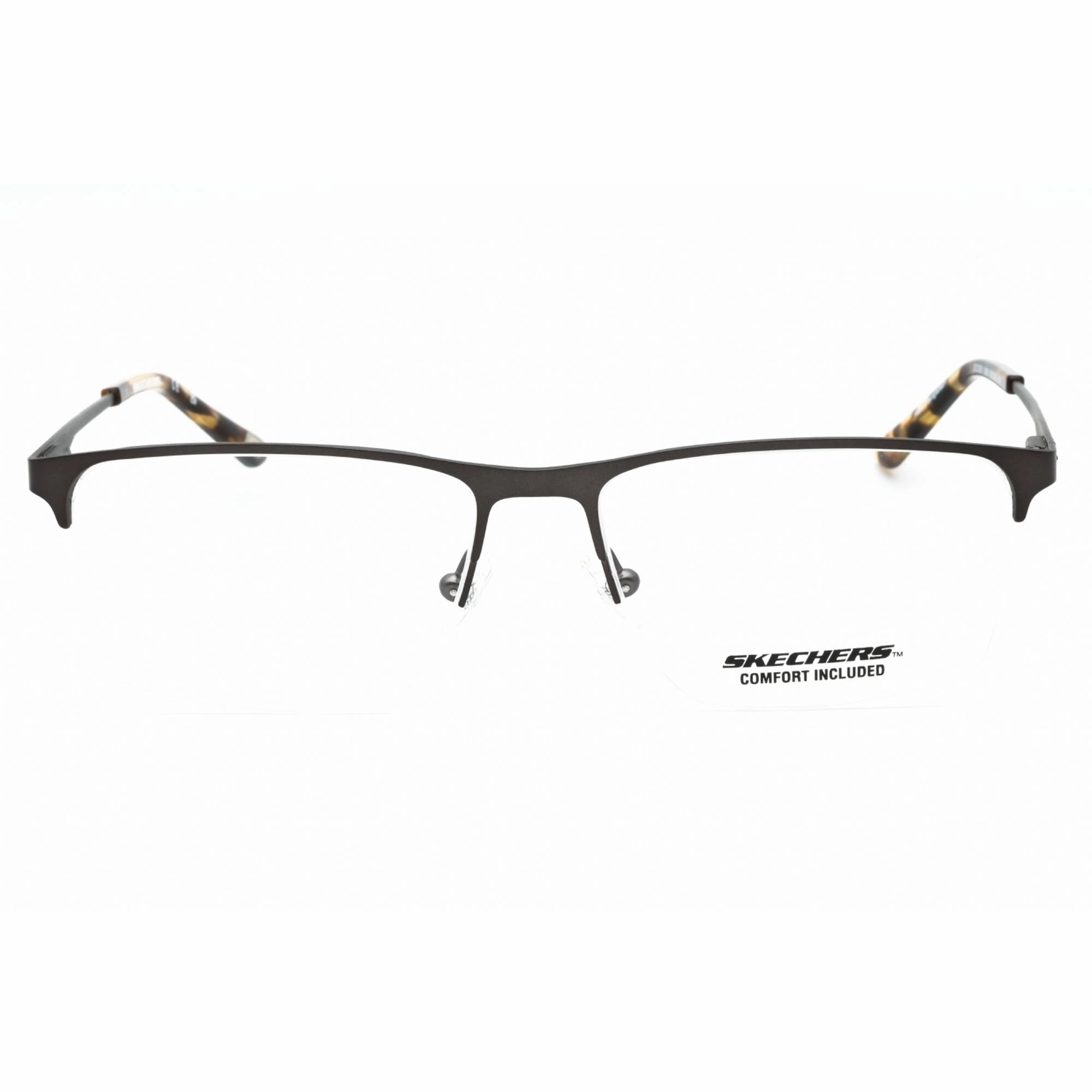 Skechers Men's Eyeglasses - Shiny Gunmetal Rectangular Half Rim Frame | SE3351 008