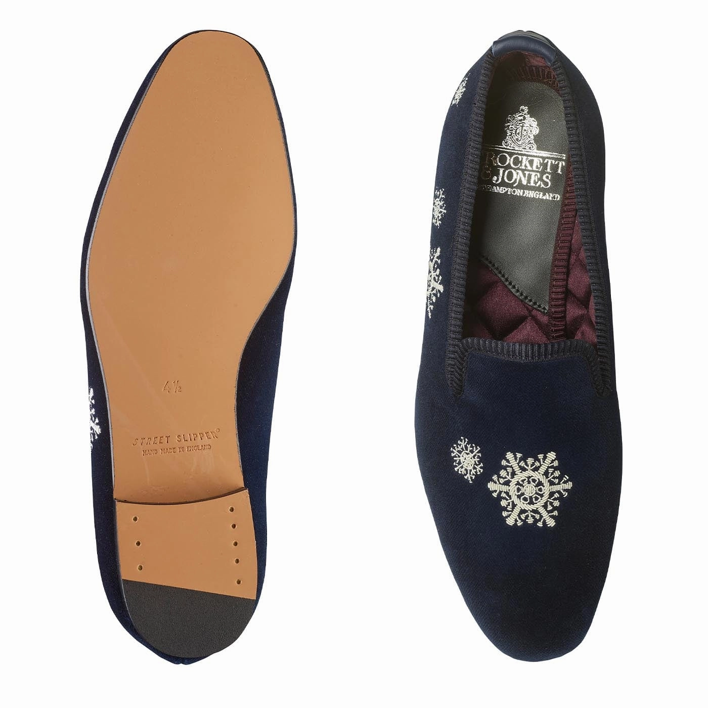 Snowflakes Navy Velvet