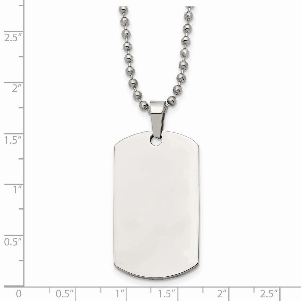 Stainless Steel Brushed & Polished Rounded Edge 2mm Thick Dog Tag Necklace