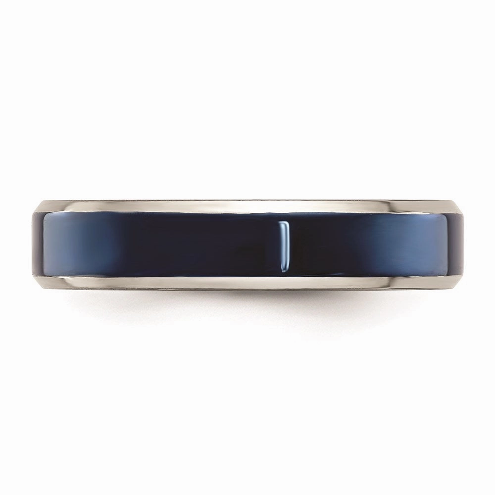Stainless Steel Polished Blue IP-plated 5.00mm Band