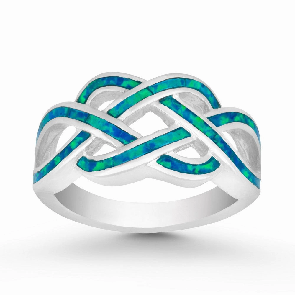 Sterling Silver Blue Inlay Opal Ring