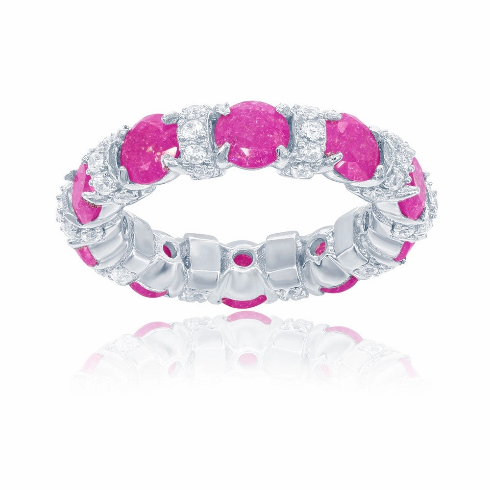 Sterling Silver CZ and Lt. Pink Ice Eternity Ring - W-1485