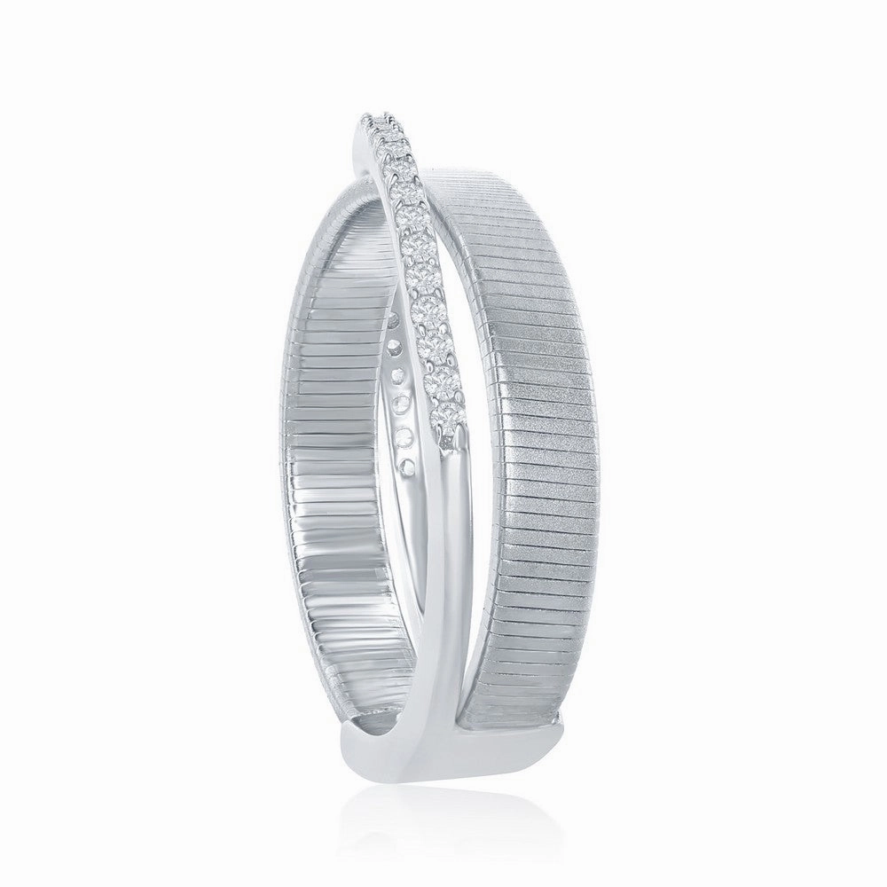 Sterling Silver Designer CZ Ring Bonded with Platinum, Size 9