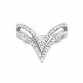 Sterling Silver Double Open CZ Triangle Ring - W-1221