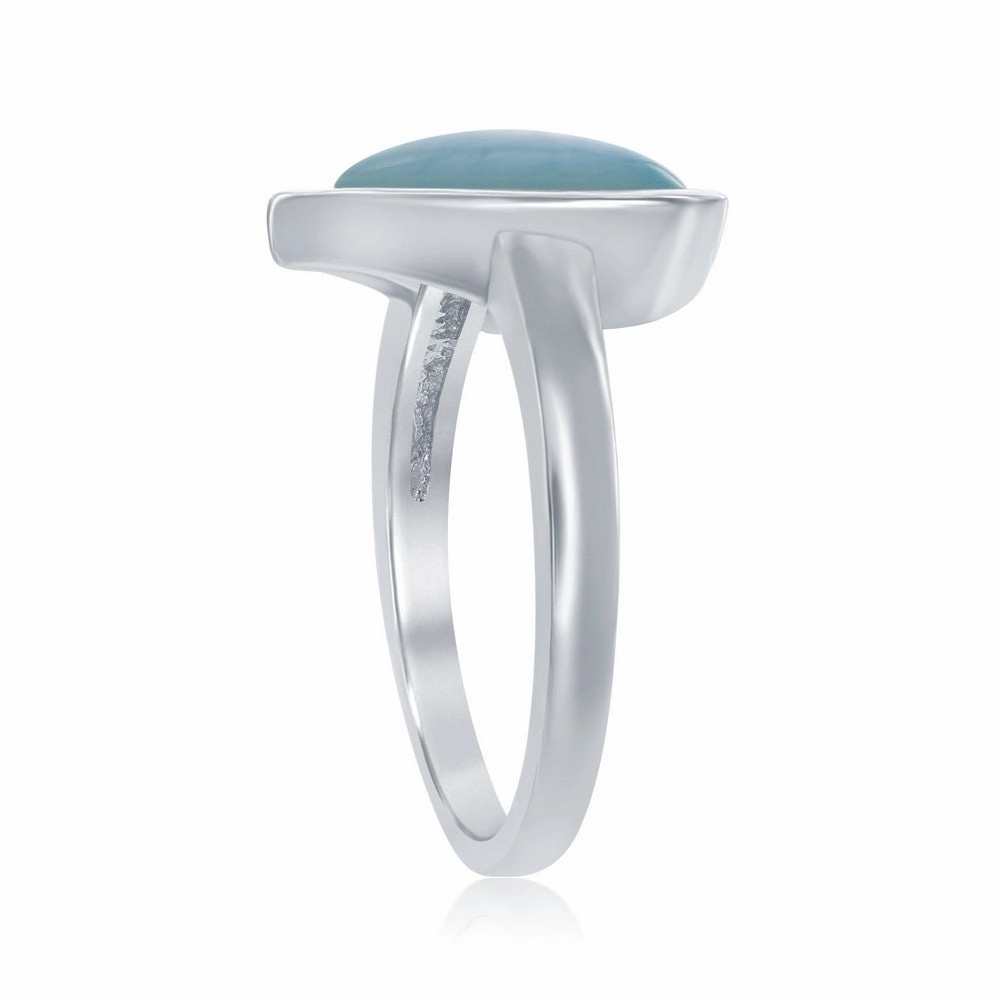 Sterling Silver Heart-Shaped Larimar Ring, Size 9