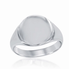 Sterling Silver Large Shiny Oval Ring - W-1651