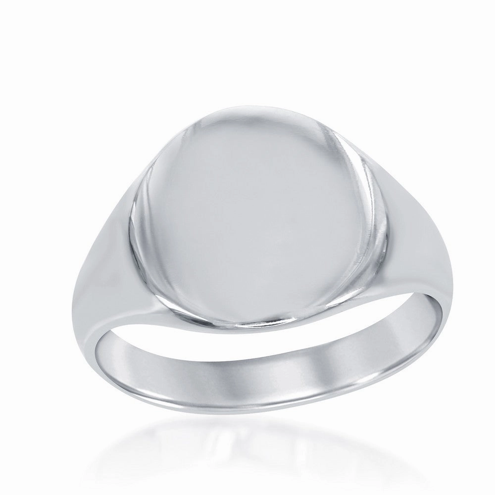 Sterling Silver Large Shiny Oval Ring - W-1651