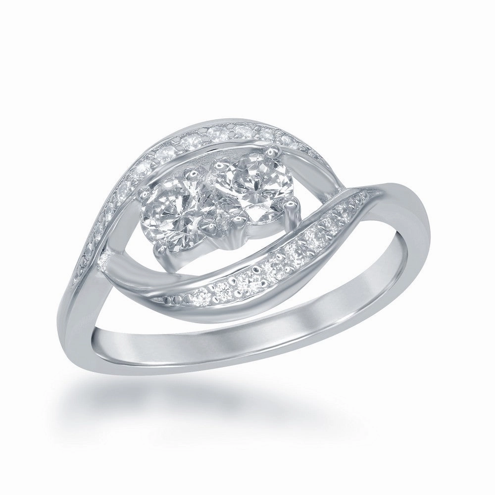 Sterling Silver Marquise Shaped Us2gether CZ Ring - W-1712