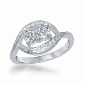Sterling Silver Marquise Shaped Us2gether CZ Ring - W-1712