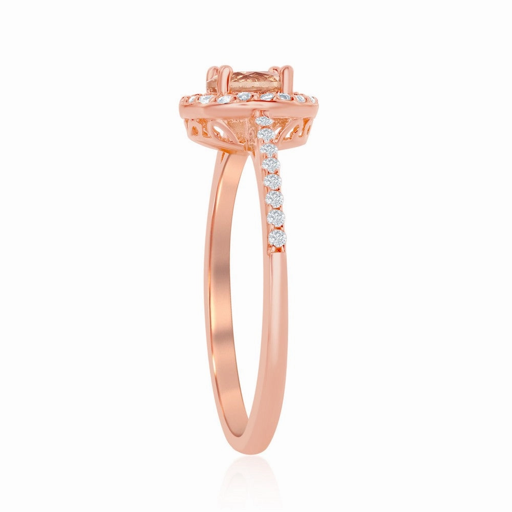 Sterling Silver Rose GP 5mm Morganite CZ Ring - W-1937