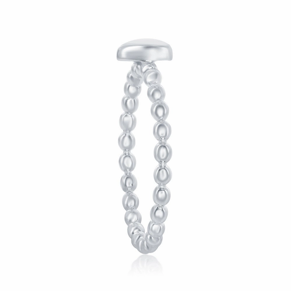 Sterling Silver Small Heart Beaded Band Ring - W-1970