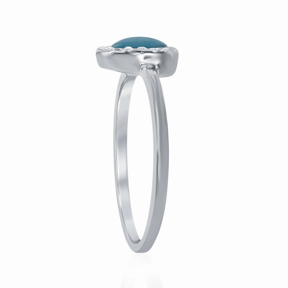 Sterling Silver Square Turquoise with CZ Ring - W-1595