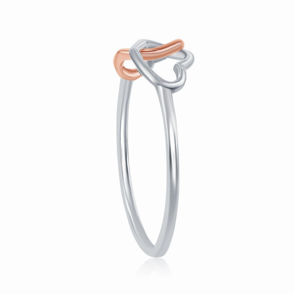 Sterling Silver Two-Tone Interlocking Heart Ring - W-1969