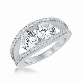 Sterling Silver Us2gether Two-Stone Double Band Ring - W-1696