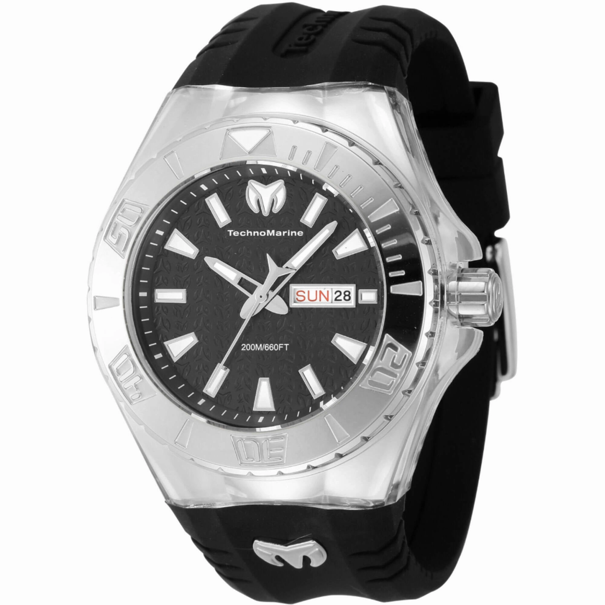 Technomarine Men's Watch - Cruise Monogram  Black Dial Silicone Strap | TM-122006