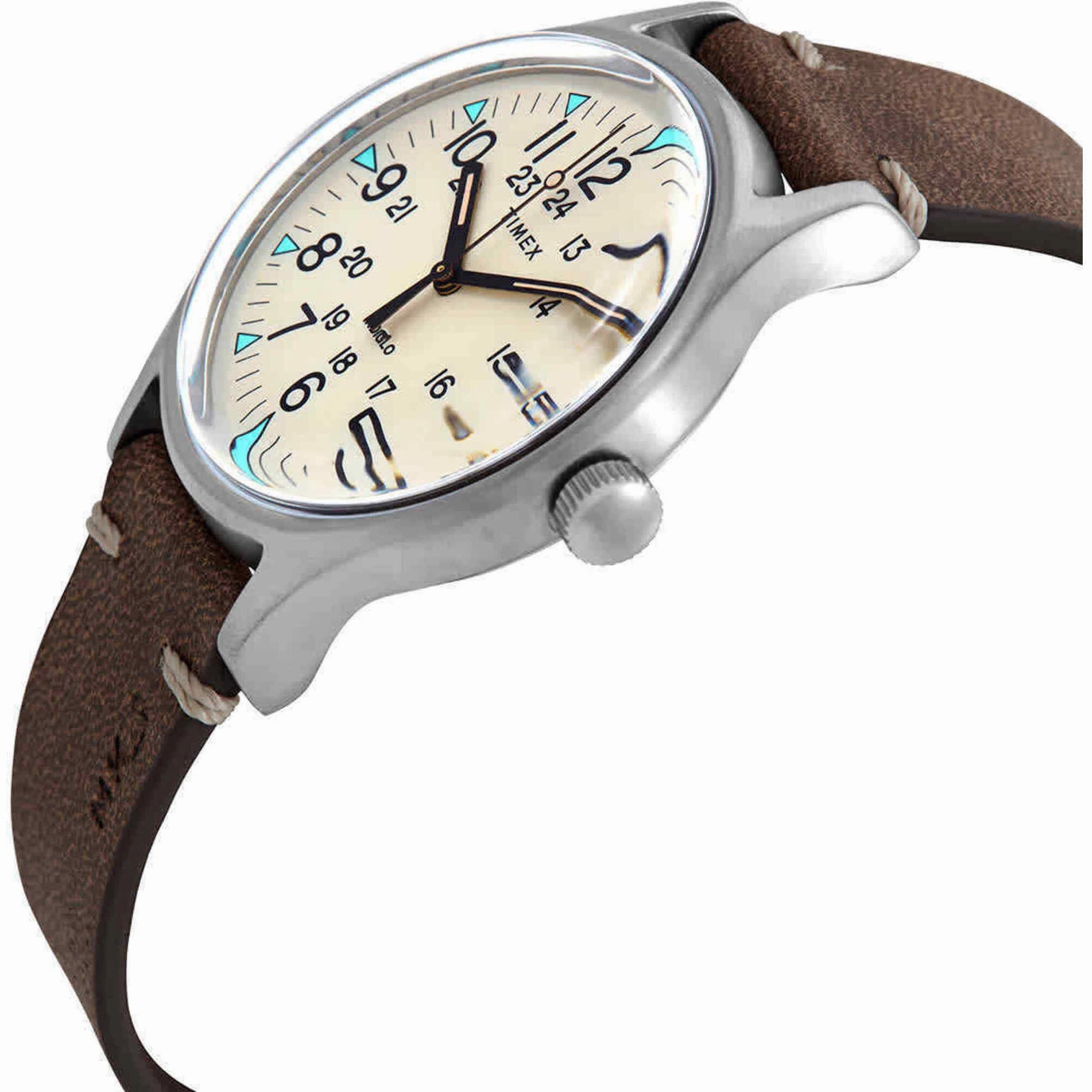 Timex Men's Watch - MK1 Quartz Beige Dial Brown Leather Strap | TW2R96800