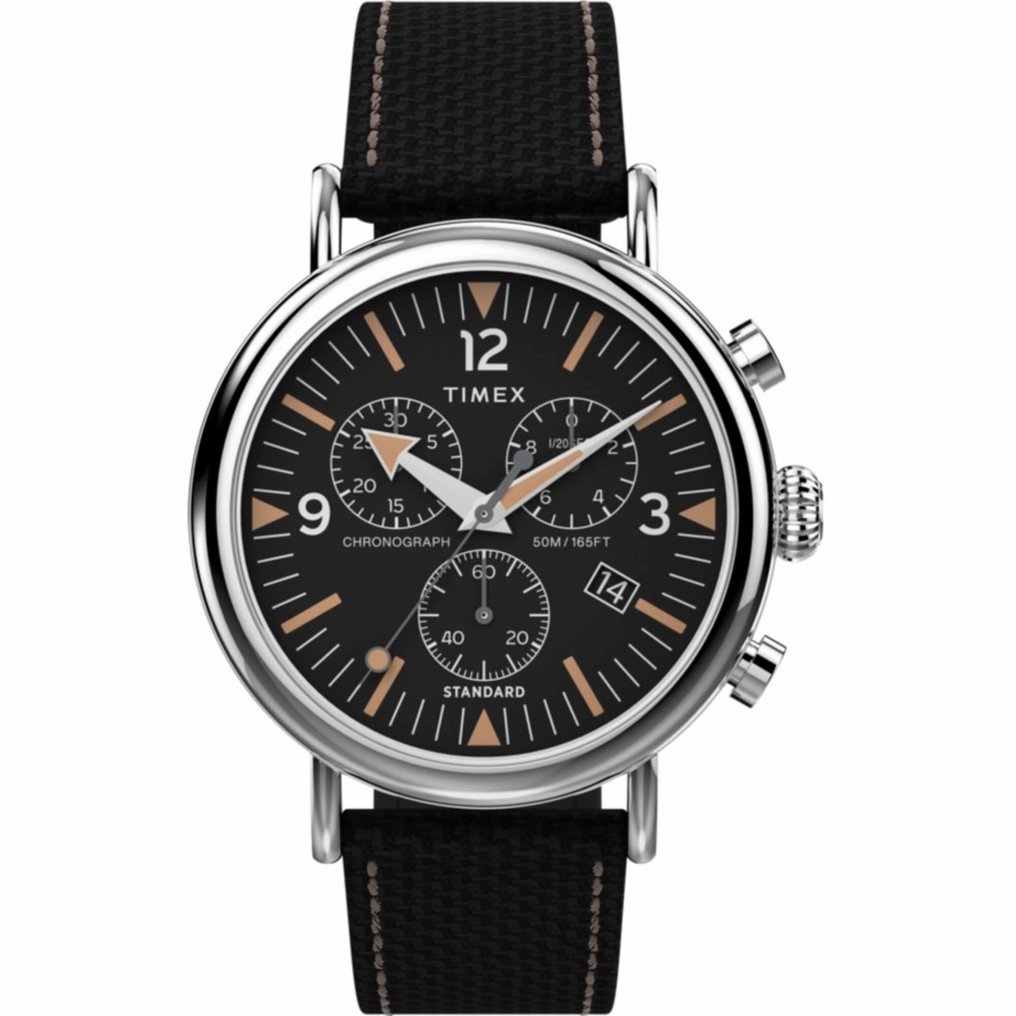 Timex Men's Watch - Standard Chronograph Black Dial Silver Brass Case | TW2V43700VQ