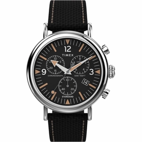 Timex Men's Watch - Standard Chronograph Black Dial Silver Brass Case | TW2V43700VQ