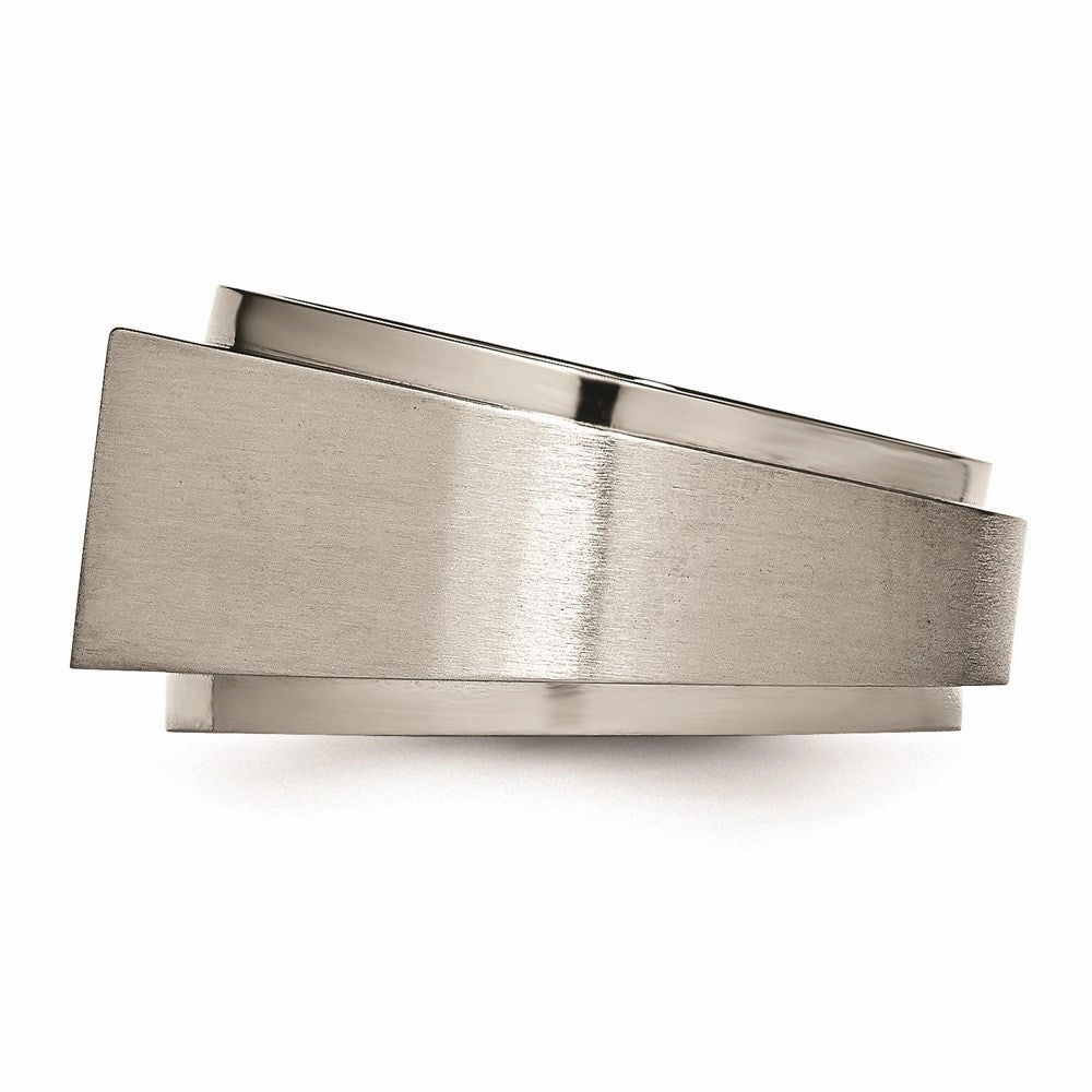 Titanium Polished and Brushed CZ Signet Ring | TB427