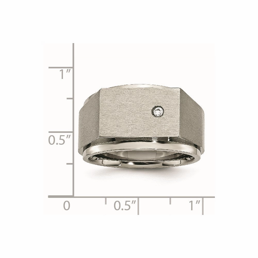 Titanium Polished and Brushed CZ Signet Ring | TB427